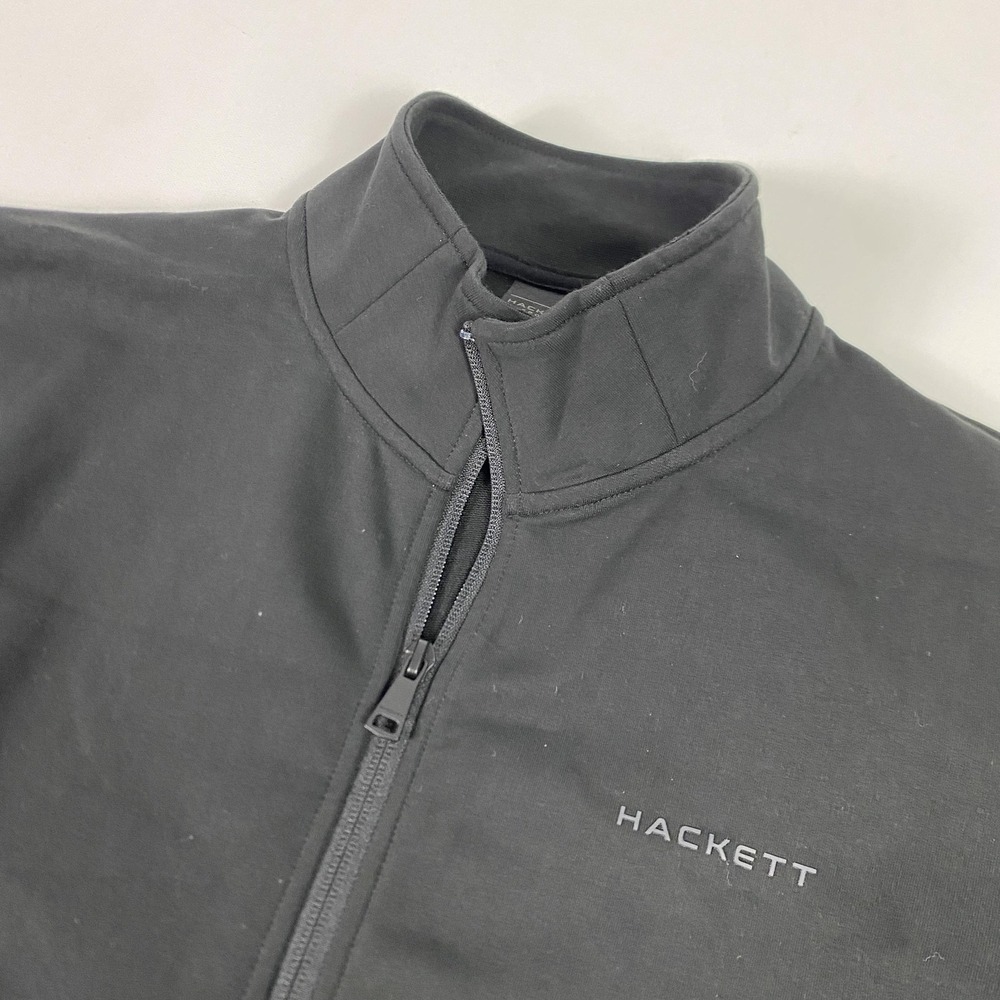 Hackett Sport Jacket Mens Medium Black Essential FZ Full Zip Cotton Track Top - Picture 2 of 10